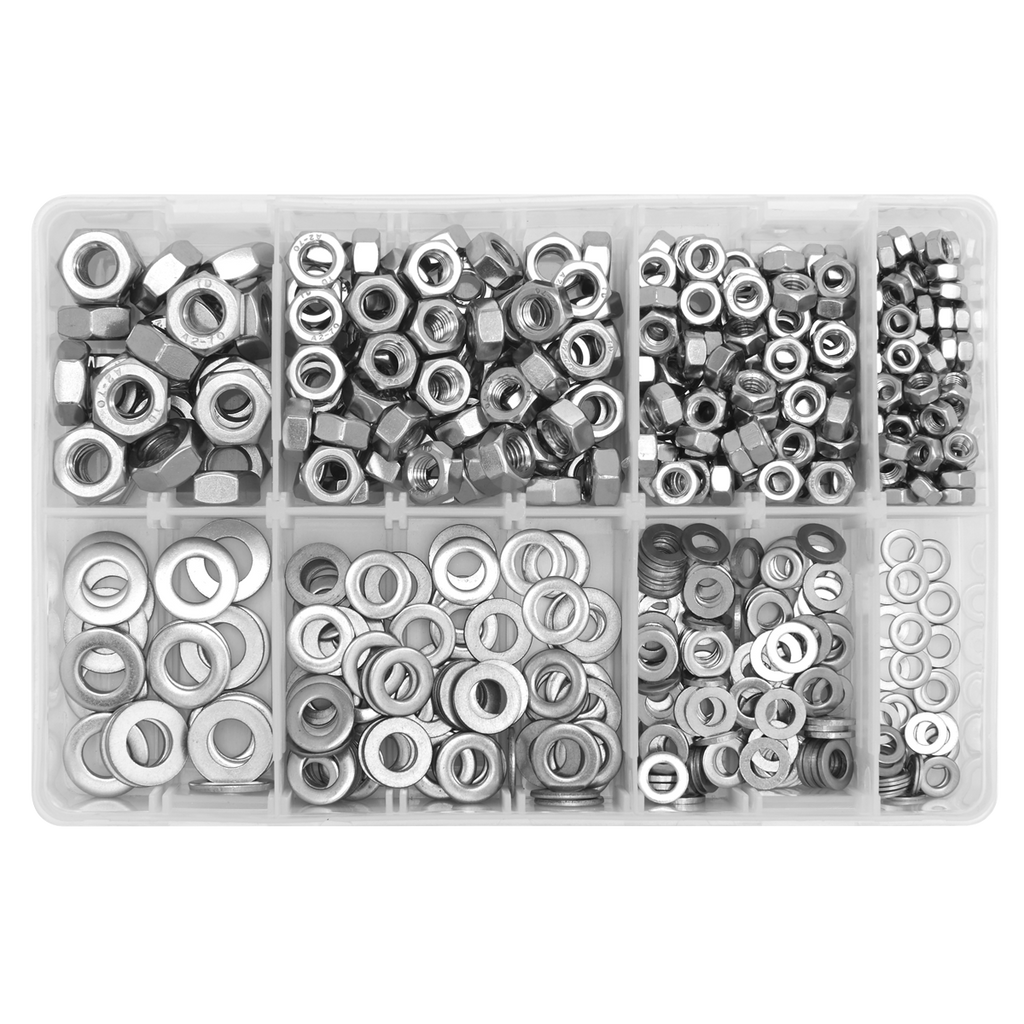 Stainless Steel Nut and Washer Assortment M5-M10 500pc AB077NW