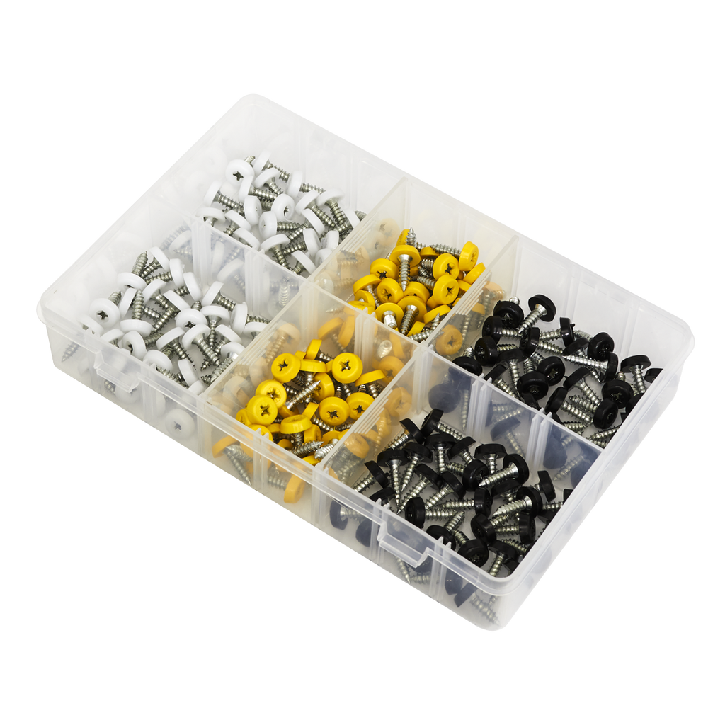 Numberplate Screw Assortment 4.8mm x 18mm 195pc - Plastic Enclosed Head AB195NP