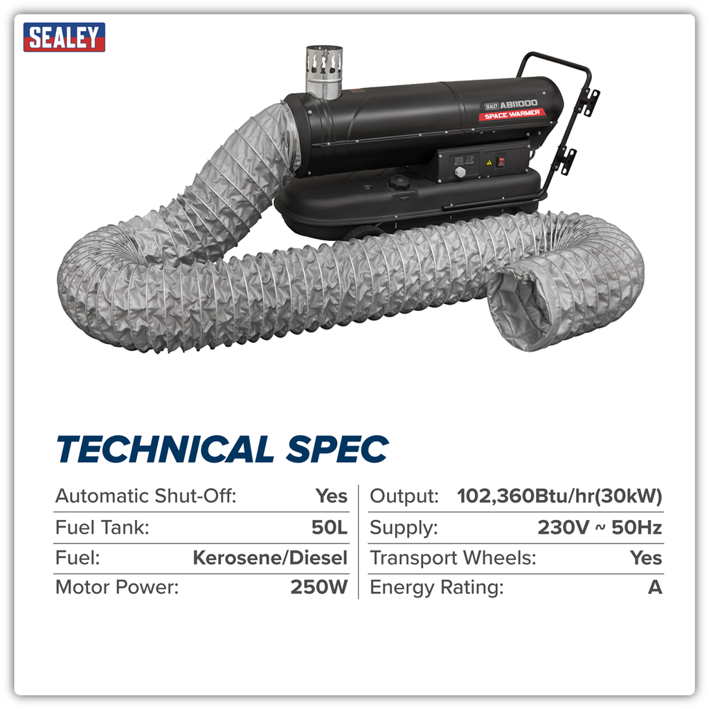 Indirect Kerosene/Diesel Heater 102,000Btu/hr with 5M Ducting ABI1000COMBO