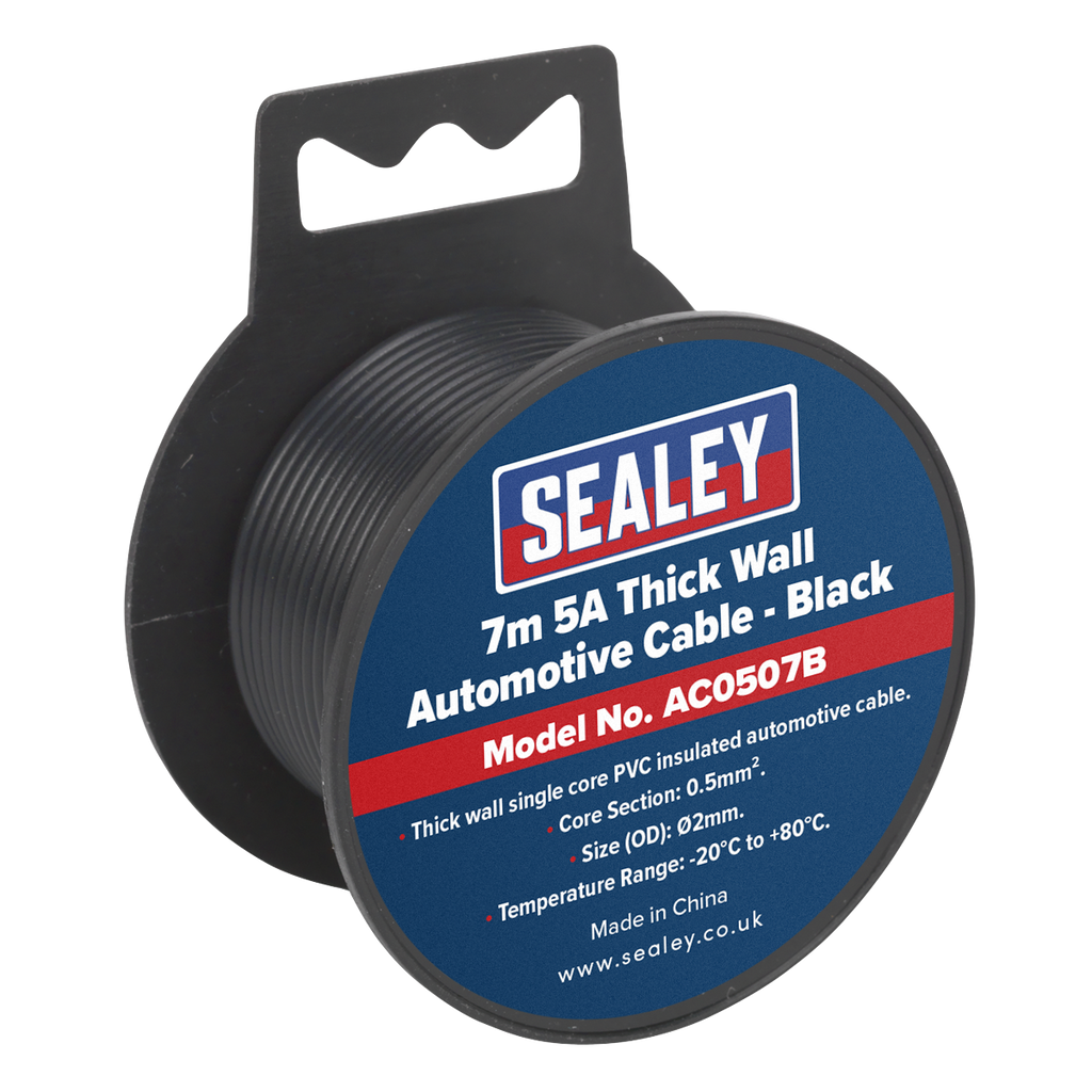 5A Thick Wall Automotive Cable 7m - Black AC0507B