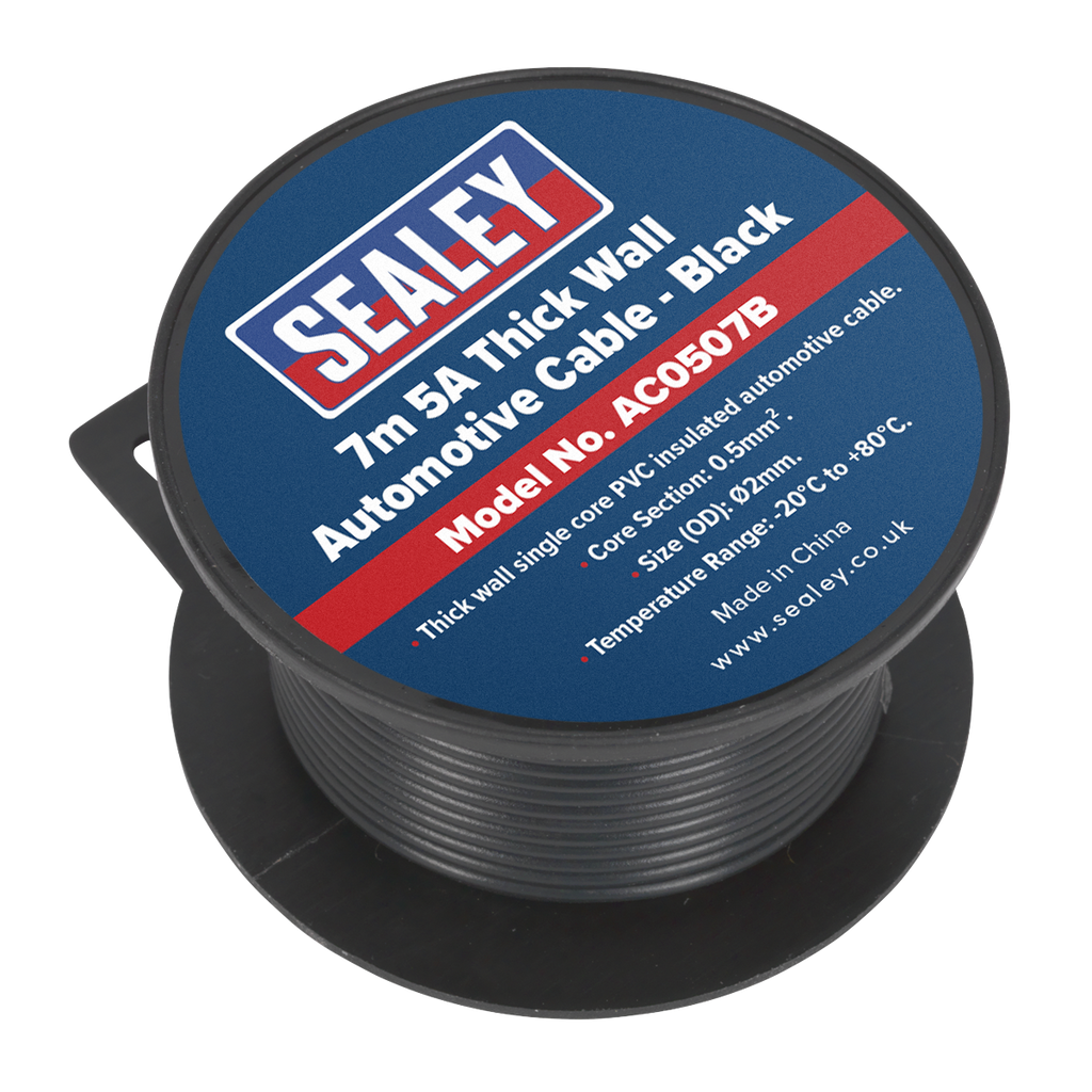 5A Thick Wall Automotive Cable 7m - Black AC0507B