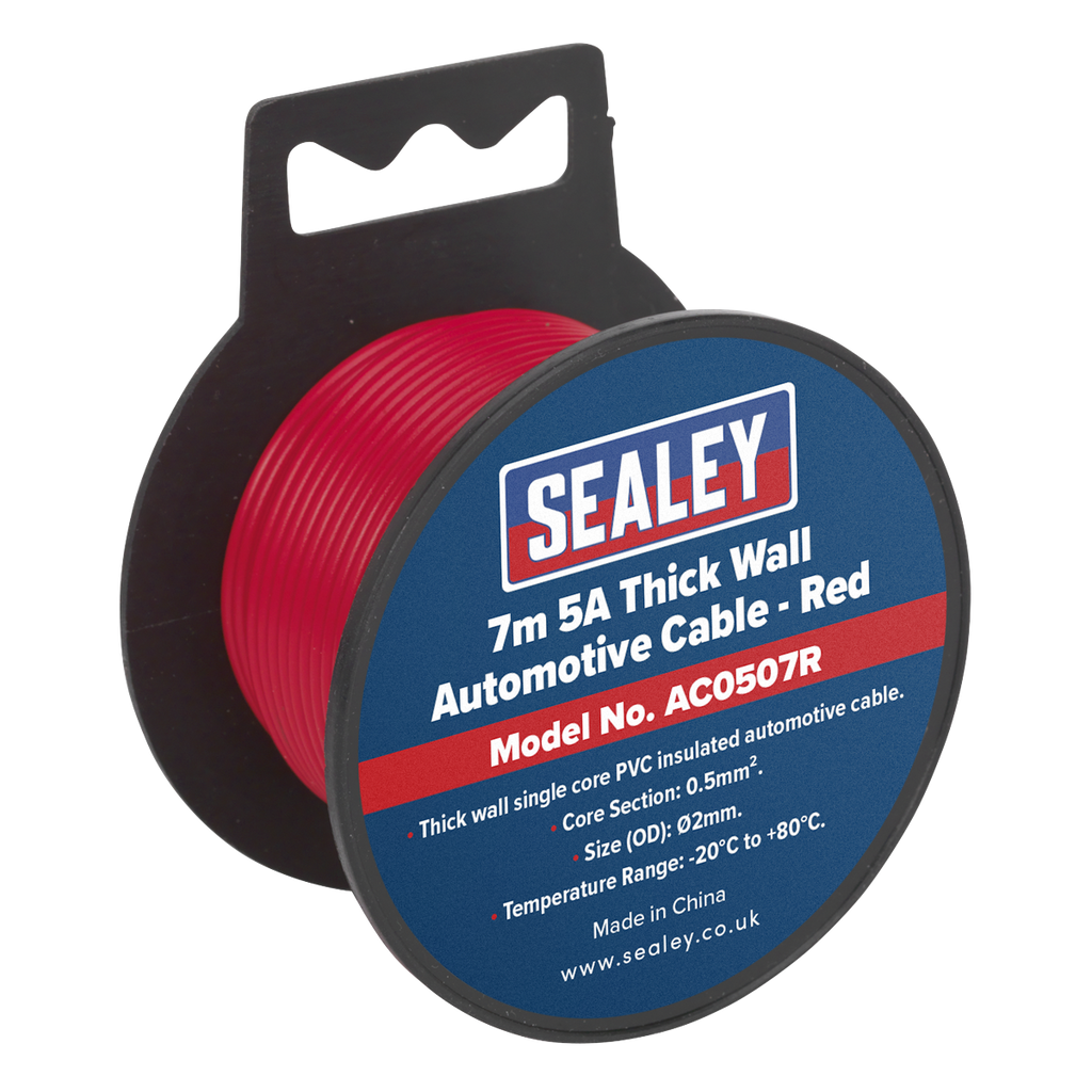 5A Thick Wall Automotive Cable 7m - Red AC0507R