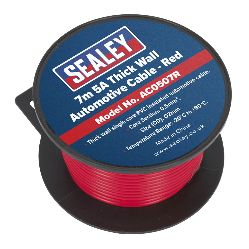 5A Thick Wall Automotive Cable 7m - Red AC0507R