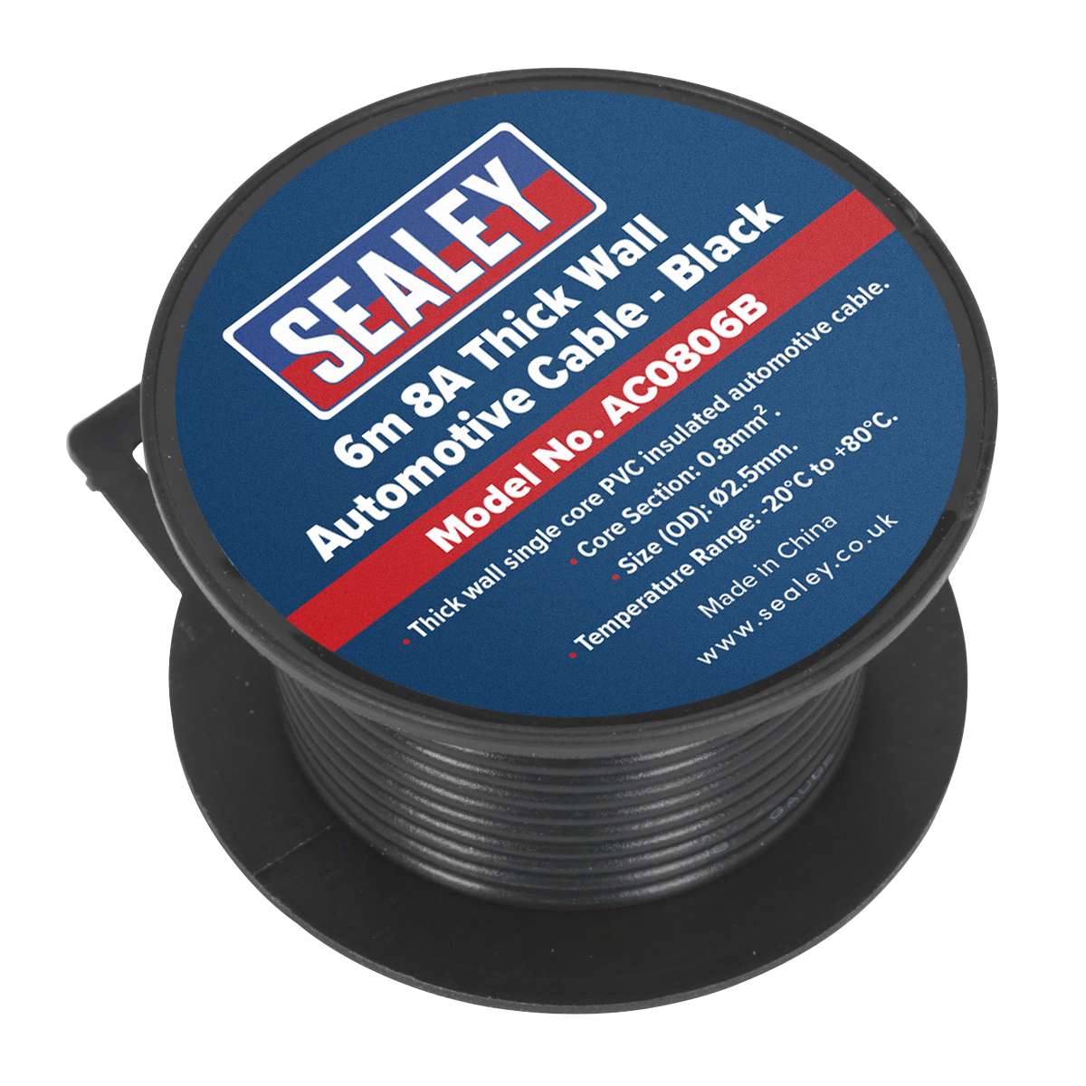 8A Thick Wall Automotive Cable 6m - Black AC0806B