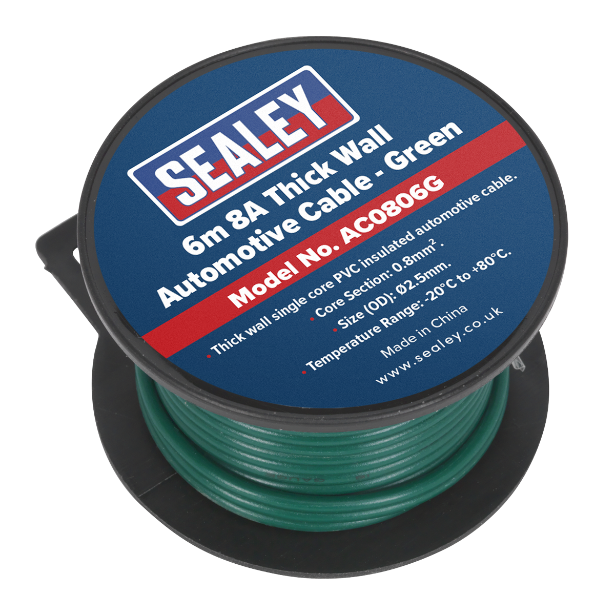 8A Thick Wall Automotive Cable 6m - Green AC0806G