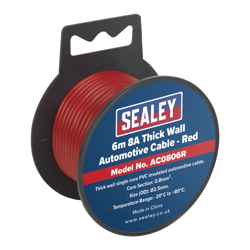 8A Thick Wall Automotive Cable 6m - Red AC0806R