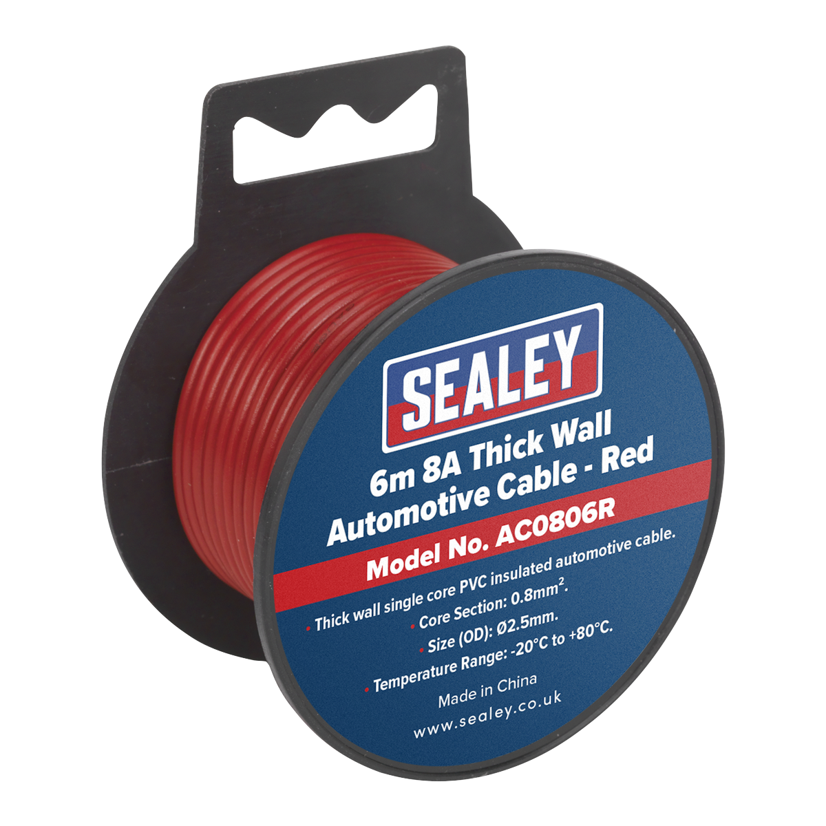 8A Thick Wall Automotive Cable 6m - Red AC0806R