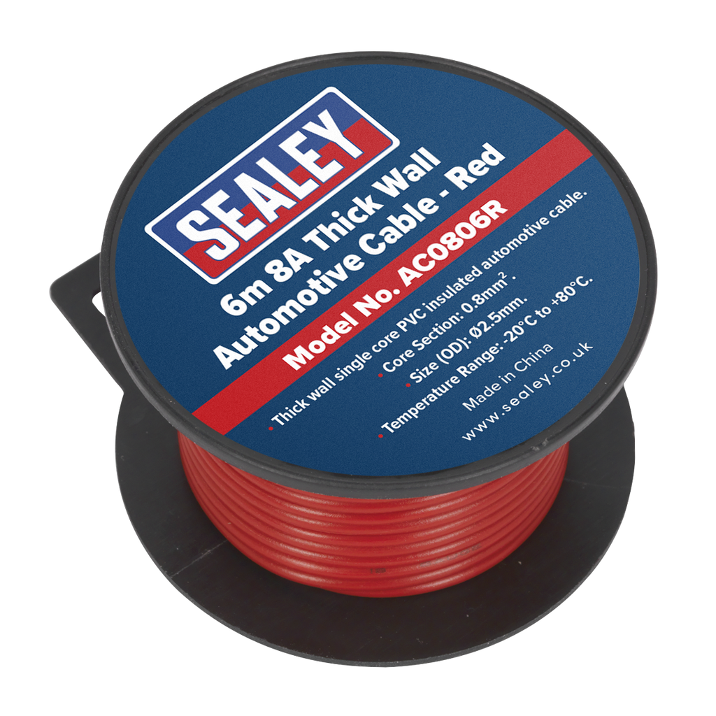 8A Thick Wall Automotive Cable 6m - Red AC0806R