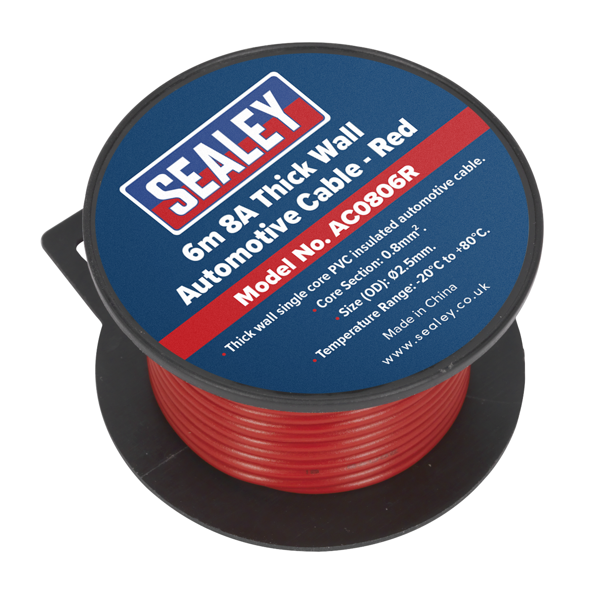 8A Thick Wall Automotive Cable 6m - Red AC0806R