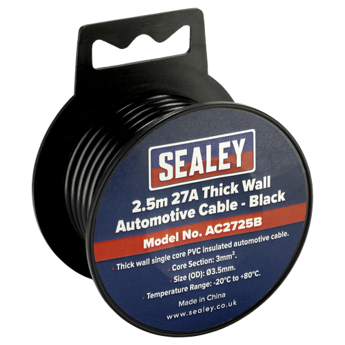 27A Thick Wall Automotive Cable 2.5m - Black AC2725B