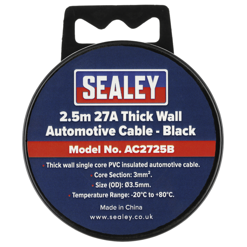 27A Thick Wall Automotive Cable 2.5m - Black AC2725B