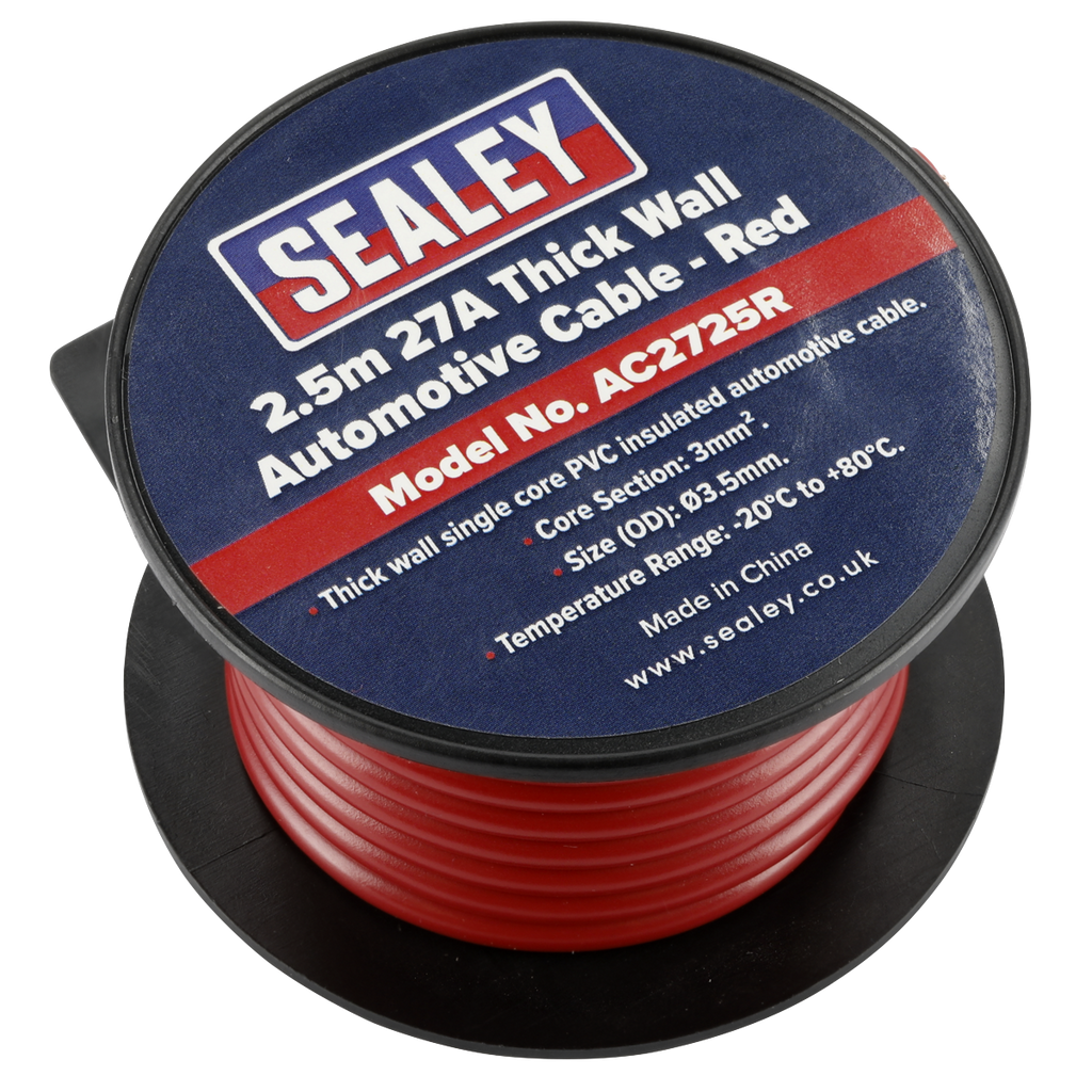 27A Thick Wall Automotive Cable 2.5m - Red AC2725R