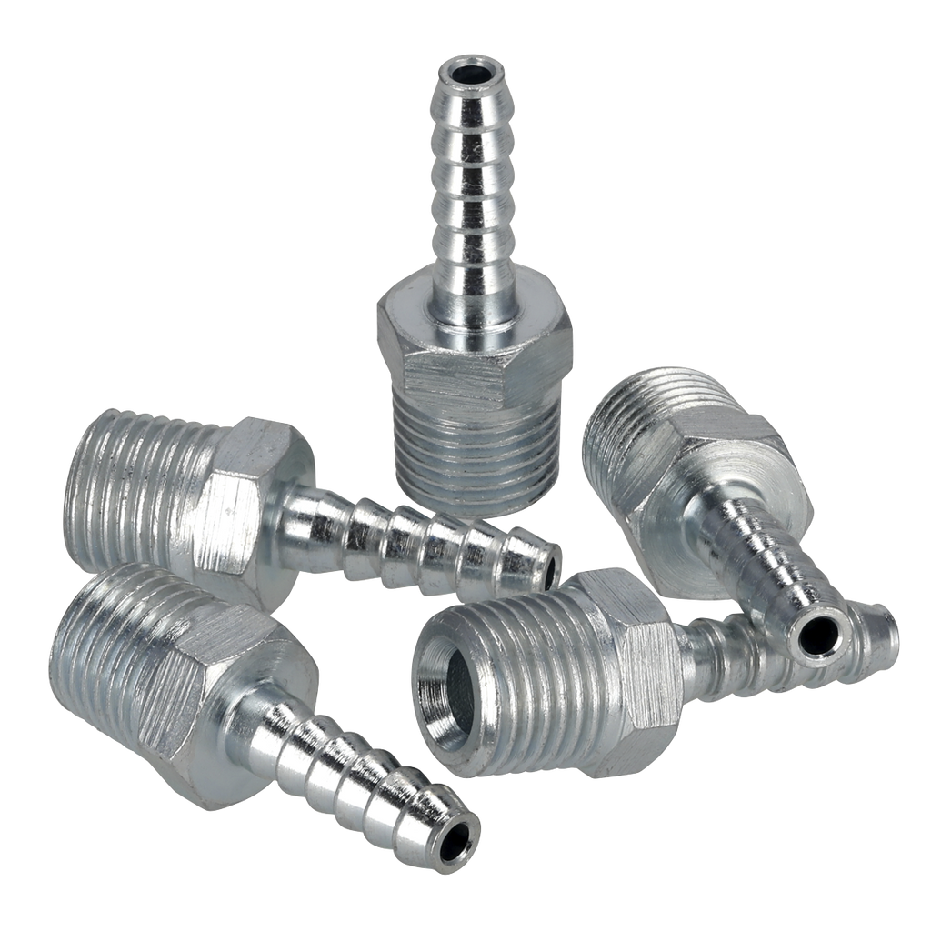 PCL Screwed Tailpiece Male 1/4"BSPT - 3/16" Hose - Pack of 5 AC38