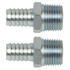 PCL Screwed Tailpiece Male 1/2"BSPT - 1/2" Hose - Pack of 2 AC99