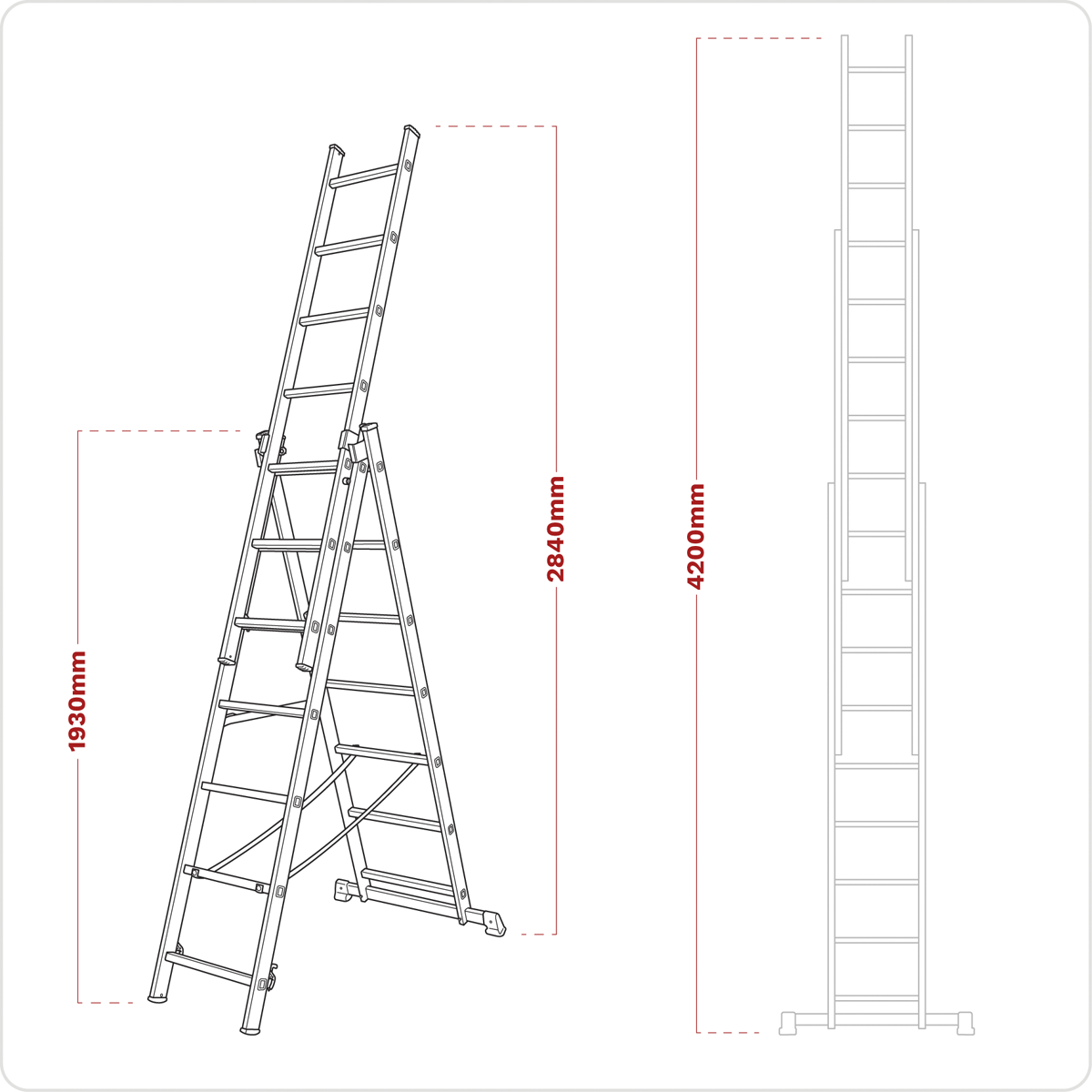 Aluminium Extension Combination Ladder 3 x 7 - EN 131 ACL307