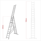 Aluminium Extension Combination Ladder 3 x 12 - EN 131 ACL312
