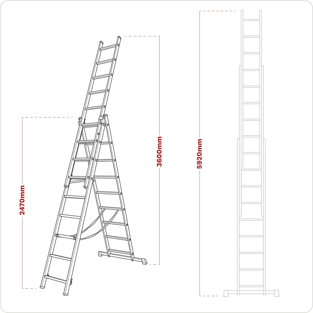 Aluminium Extension Combination Ladder 3 x 9 - EN 131 ACL3