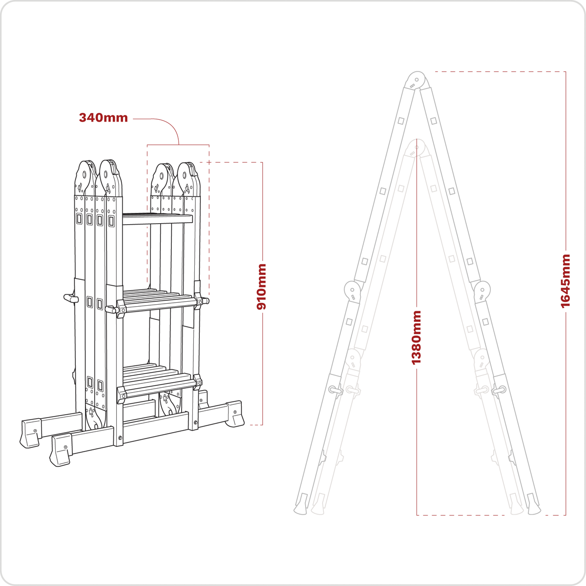 Aluminium 4-Way Multipurpose Adjustable-Height Ladder - EN 131 AFPL2