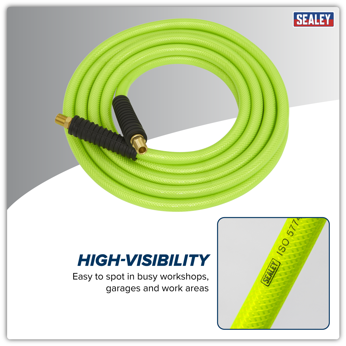 High-Visibility Air Hose with 1/4"BSP Unions 10m x 10mm AHFC1038