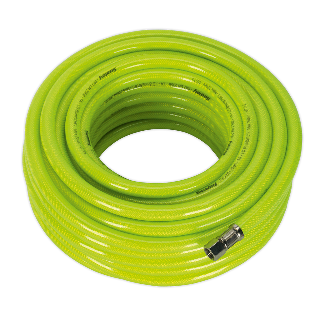 High-Visibility Air Hose with 1/4"BSP Unions 20m x 8mm AHFC20