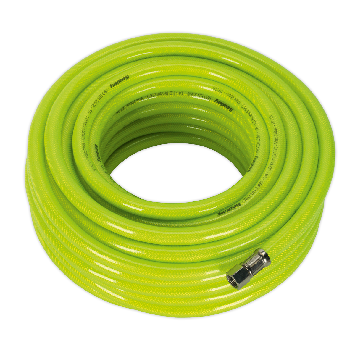 High-Visibility Air Hose with 1/4"BSP Unions 20m x 8mm AHFC20