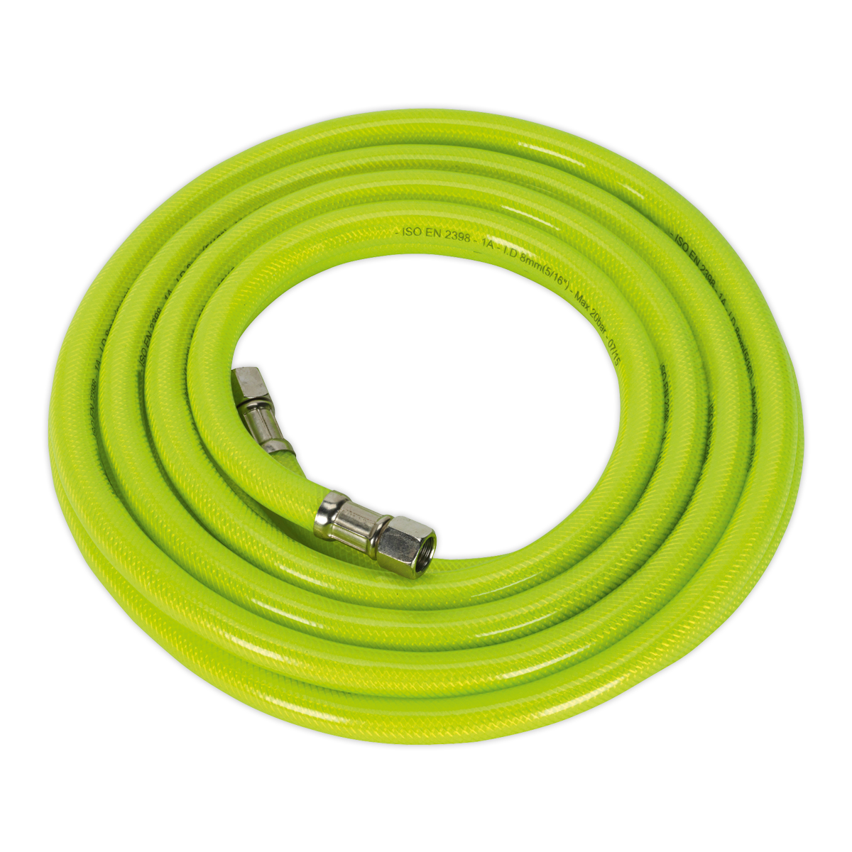 High-Visibility Air Hose with 1/4"BSP Unions 5m x 8mm AHFC5