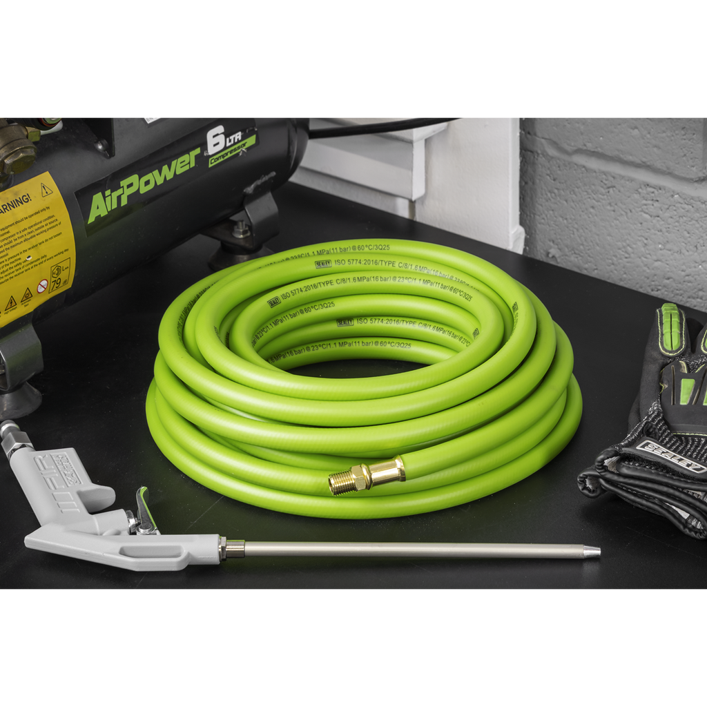 High-Visibility Hybrid Air Hose with 1/4"BSP Unions 10m x 8mm AHH10
