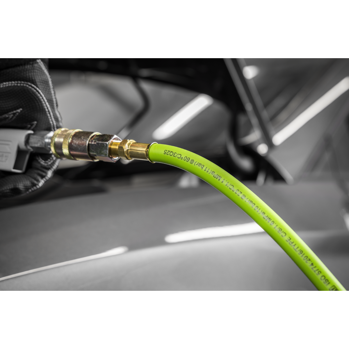 High-Visibility Hybrid Air Hose with 1/4"BSP Unions 10m x 8mm AHH10