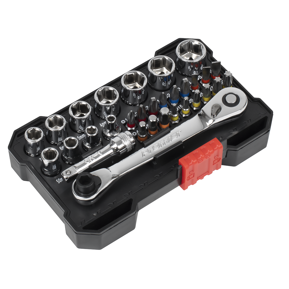 Socket & Colour-Coded Bit Set 1/4"Sq Drive 31pc AK2111