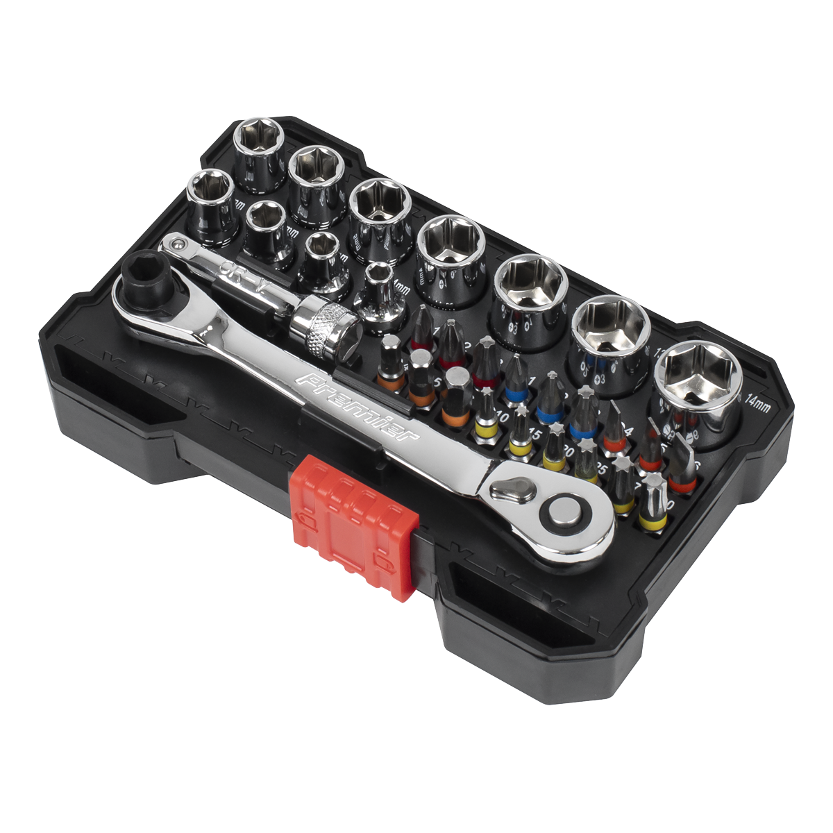Socket & Colour-Coded Bit Set 1/4"Sq Drive 31pc AK2111