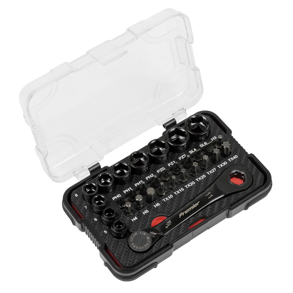 Go-Through Lock-On™ Low Profile Socket & Bit Set 1/4"Sq Drive 31pc AK2112