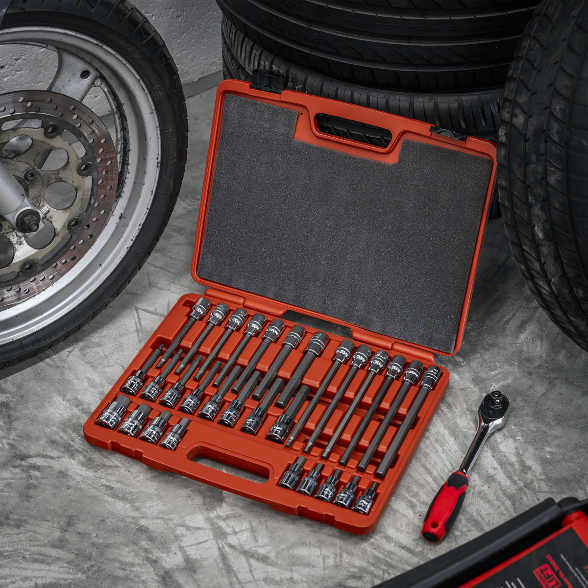 30pc 1/2"Sq Drive Hex Socket Bit Set AK2196