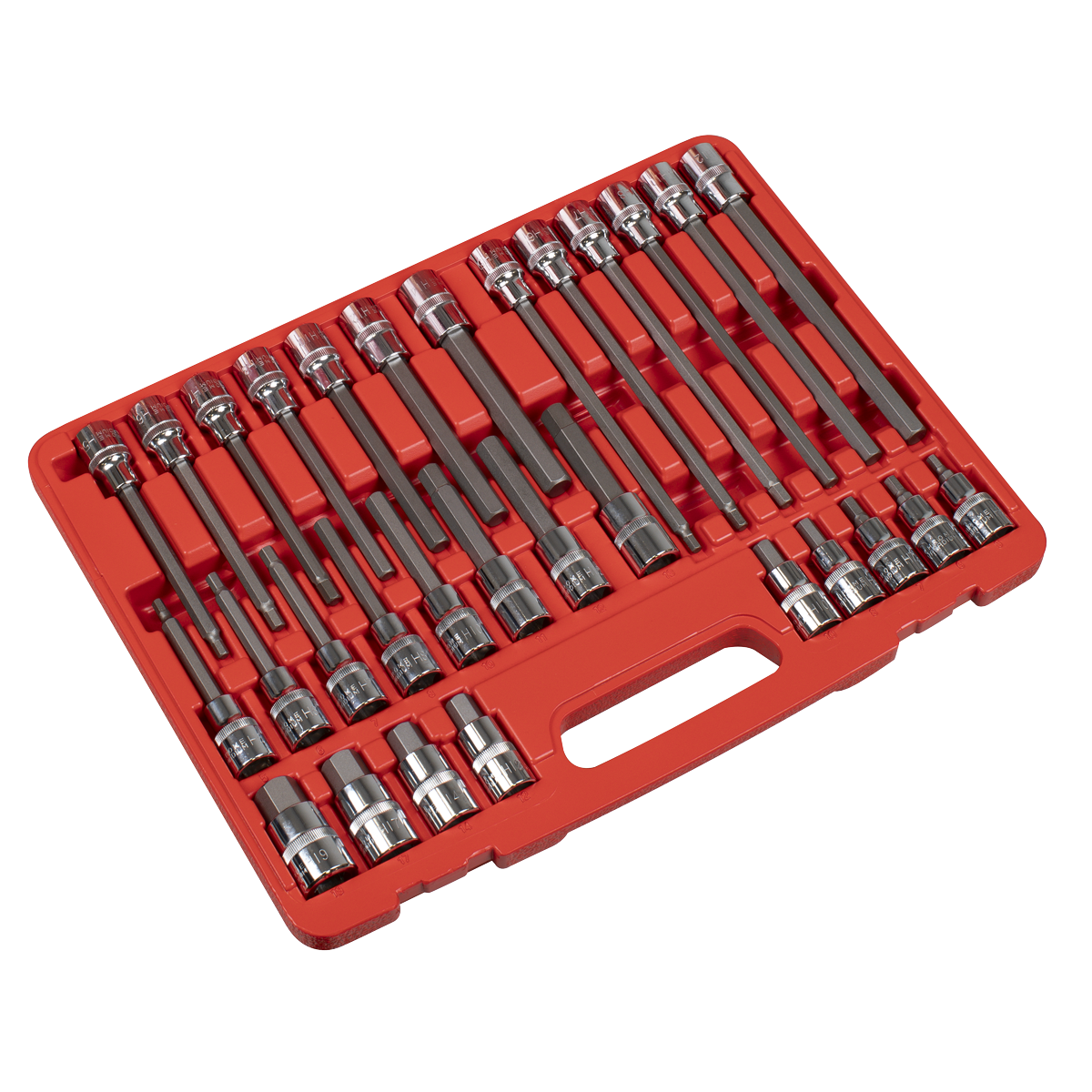30pc 1/2"Sq Drive Hex Socket Bit Set AK2196