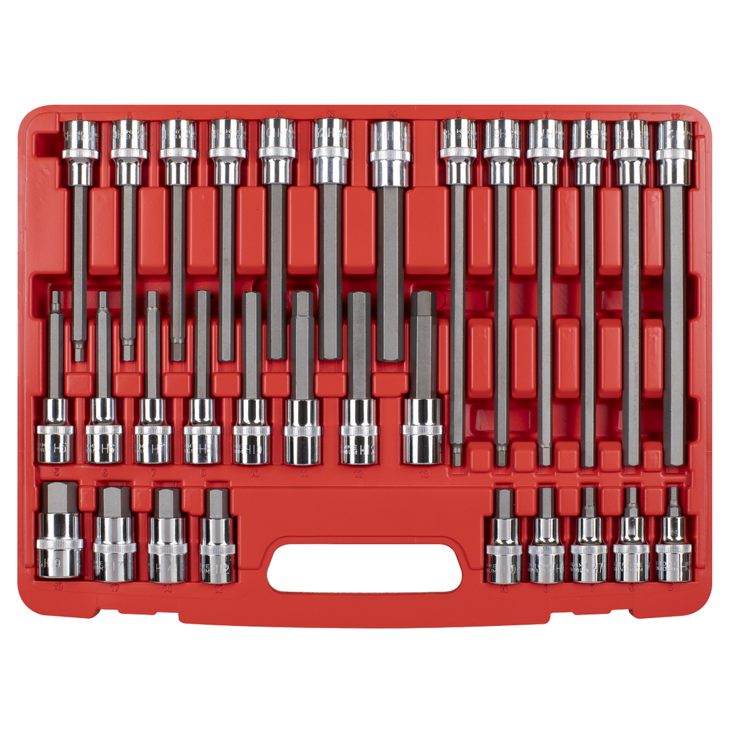 30pc 1/2"Sq Drive Hex Socket Bit Set AK2196