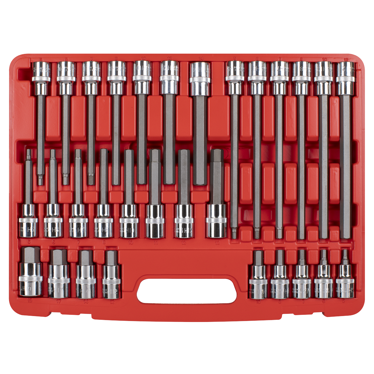 30pc 1/2"Sq Drive Hex Socket Bit Set AK2196