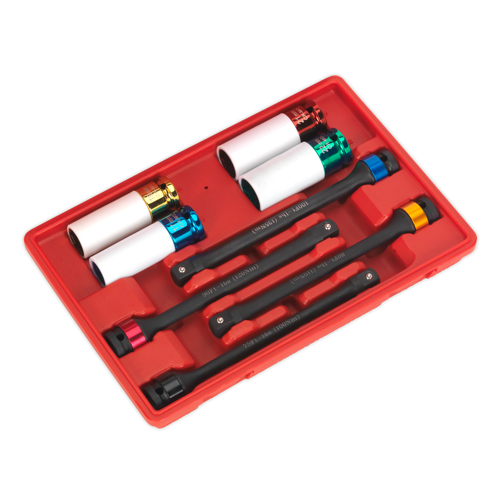 Torque Stick & Aluminium Wheel Impact Socket Set 1/2"Sq Drive 8pc AK2243