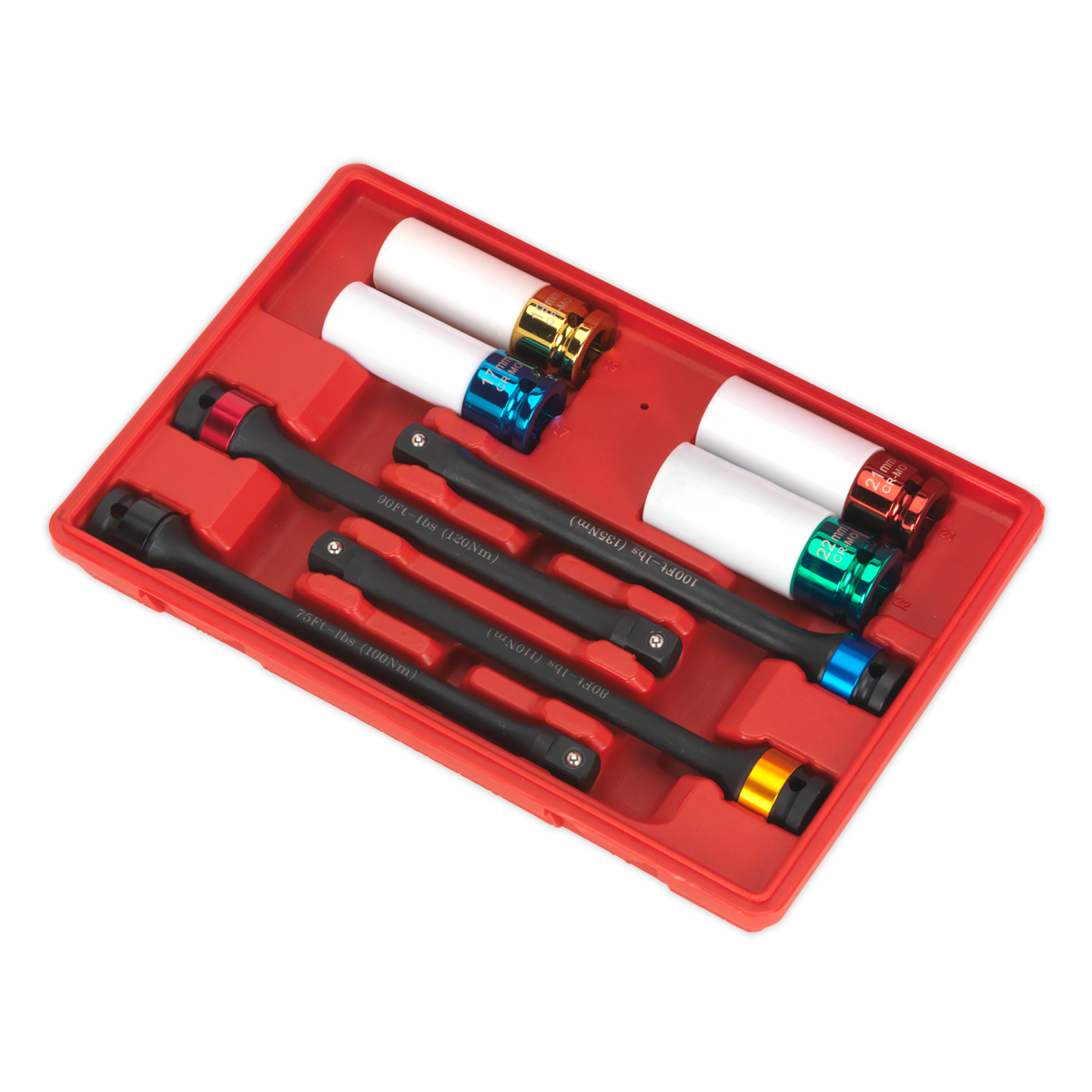 Torque Stick & Aluminium Wheel Impact Socket Set 1/2"Sq Drive 8pc AK2243