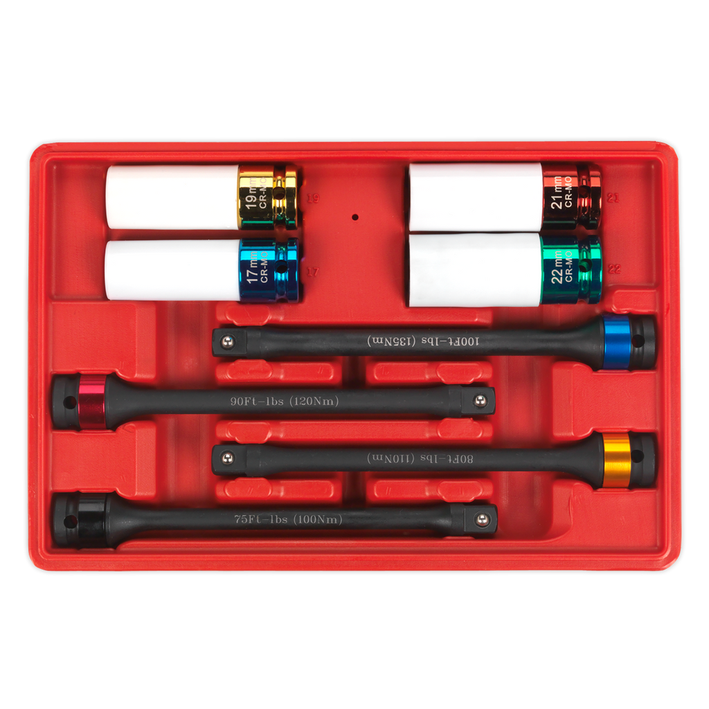 Torque Stick & Aluminium Wheel Impact Socket Set 1/2"Sq Drive 8pc AK2243