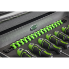 Socket Retaining Rail with 16 Clips 1/4"Sq Drive - Hi-Vis Green AK27052HV