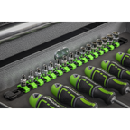 Socket Retaining Rail with 16 Clips 1/4"Sq Drive - Hi-Vis Green AK27052HV