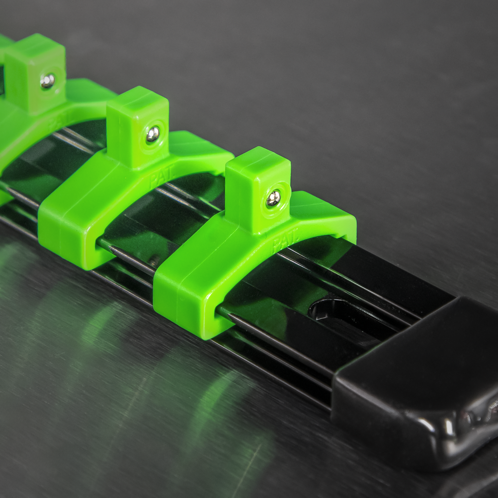 Socket Retaining Rail with 16 Clips 1/4"Sq Drive - Hi-Vis Green AK27052HV