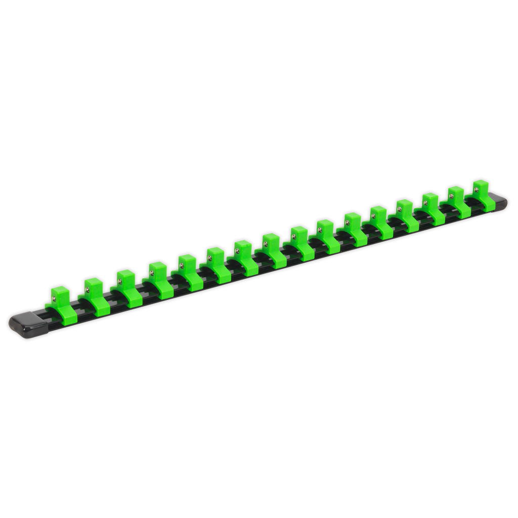 Socket Retaining Rail with 16 Clips 3/8"Sq Drive - Hi-Vis Green AK27053HV