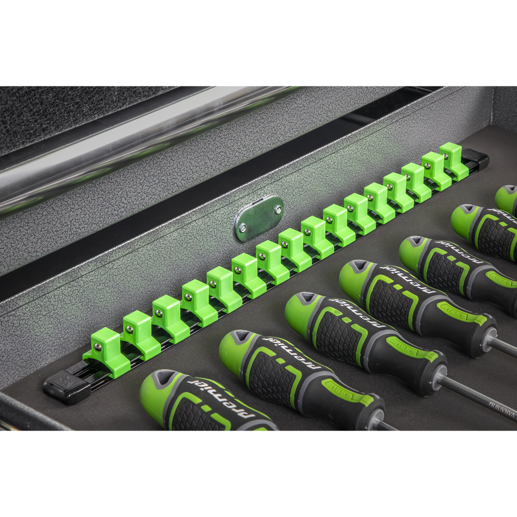 Socket Retaining Rail with 16 Clips 1/2"Sq Drive - Hi-Vis Green AK27054HV