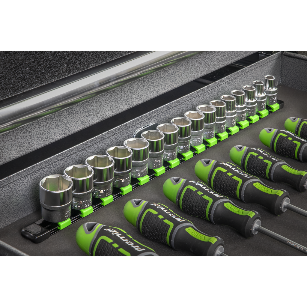 Socket Retaining Rail with 16 Clips 1/2"Sq Drive - Hi-Vis Green AK27054HV