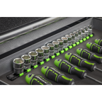 Socket Retaining Rail with 16 Clips 1/2"Sq Drive - Hi-Vis Green AK27054HV