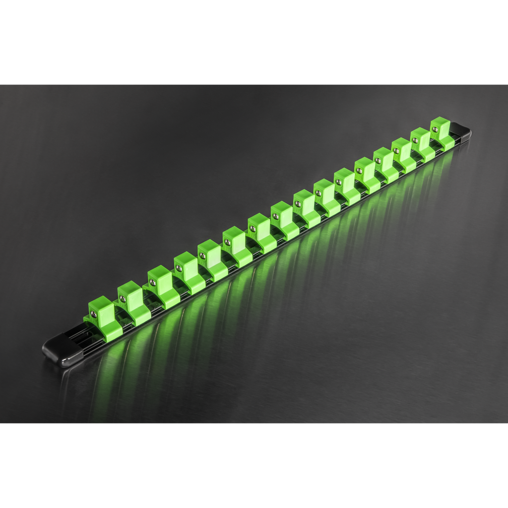 Socket Retaining Rail with 16 Clips 1/2"Sq Drive - Hi-Vis Green AK27054HV