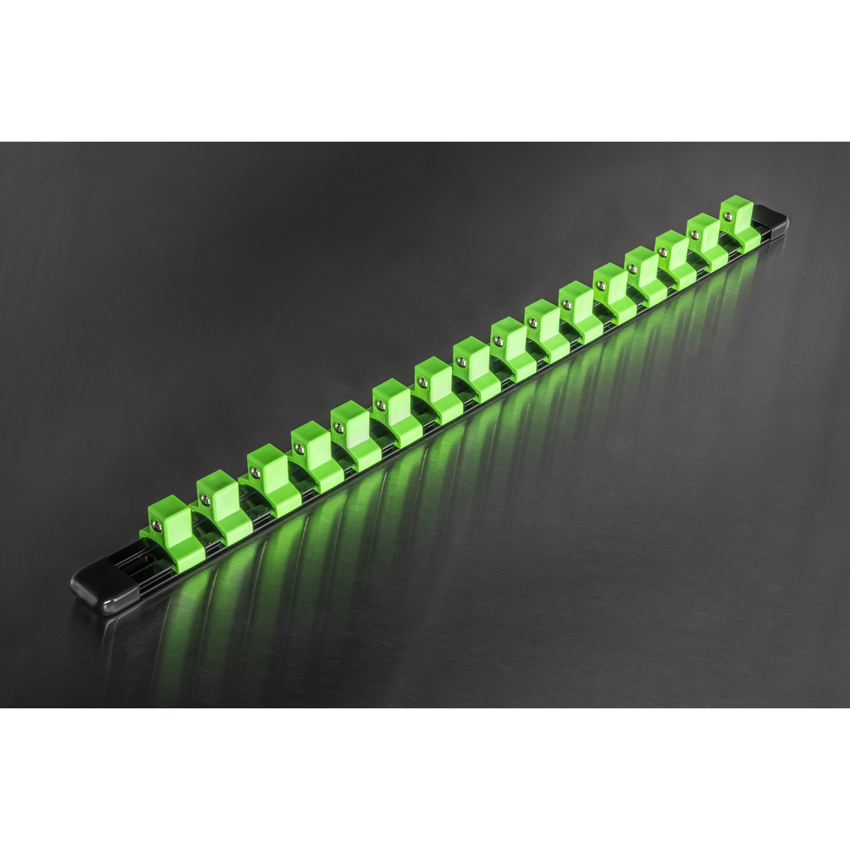 Socket Retaining Rail with 16 Clips 1/2"Sq Drive - Hi-Vis Green AK27054HV
