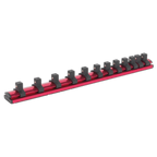 Magnetic Socket Retaining Rail with 12 Clips 3/8"Sq Drive AK27083