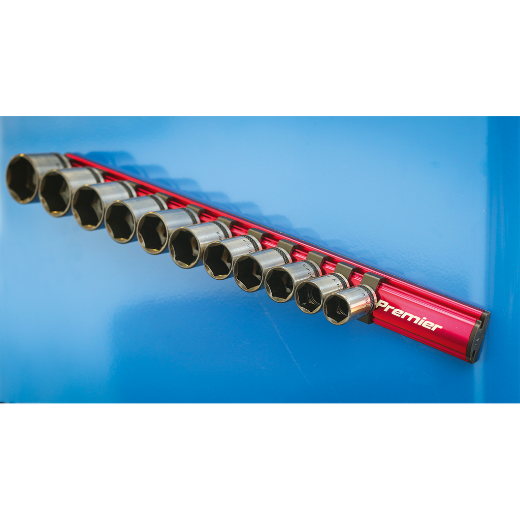Magnetic Socket Retaining Rail with 12 Clips 3/8"Sq Drive AK27083