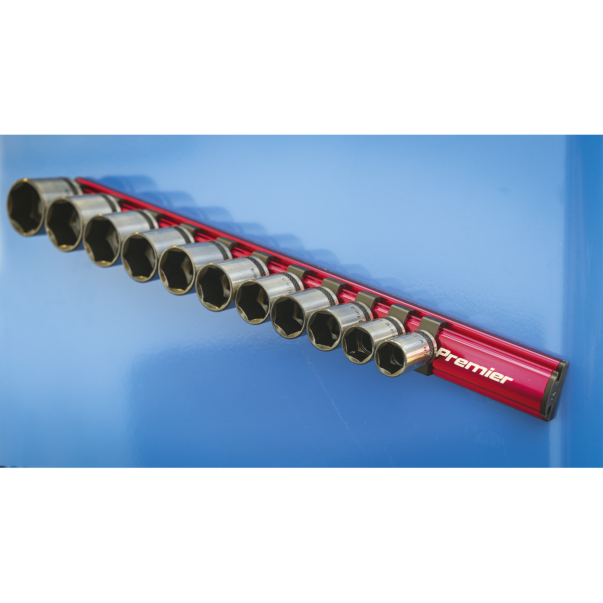 Magnetic Socket Retaining Rail with 12 Clips 3/8"Sq Drive AK27083
